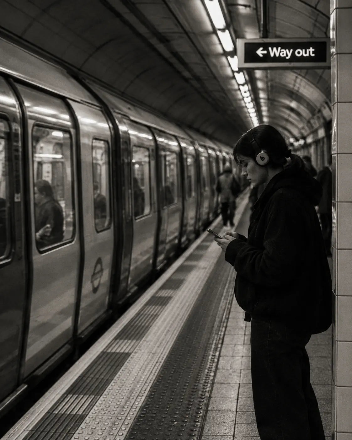 Creative professional waiting on an underground railway platform